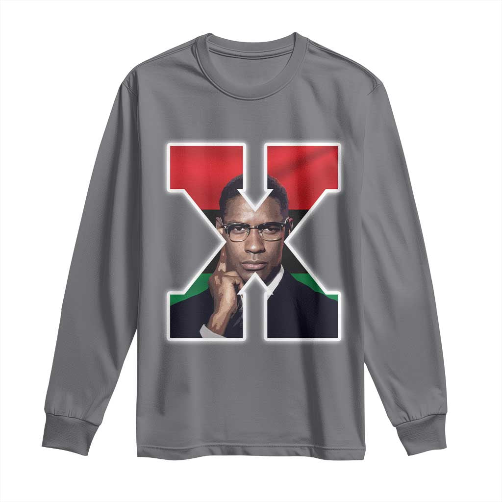 Malcolm X Black History Month Black Liberation Flag Long Sleeve Shirt