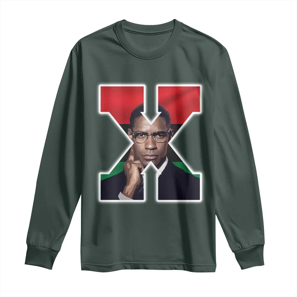 Malcolm X Black History Month Black Liberation Flag Long Sleeve Shirt