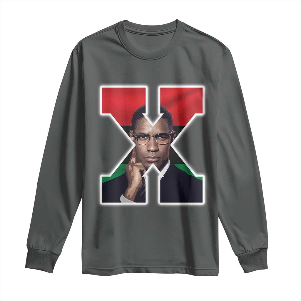 Malcolm X Black History Month Black Liberation Flag Long Sleeve Shirt