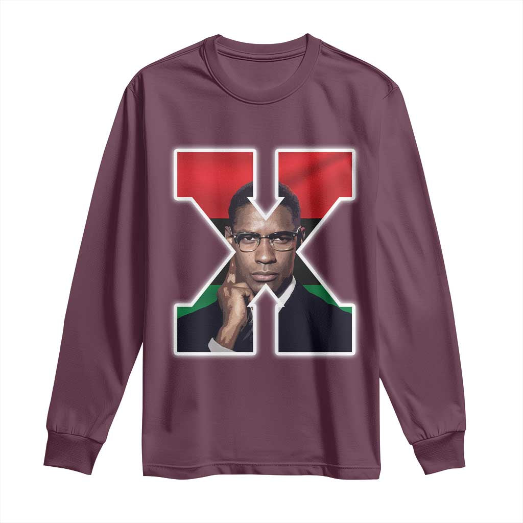 Malcolm X Black History Month Black Liberation Flag Long Sleeve Shirt