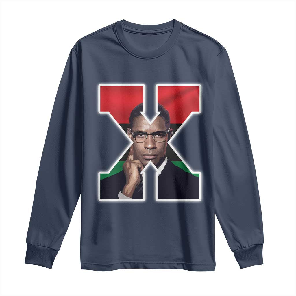 Malcolm X Black History Month Black Liberation Flag Long Sleeve Shirt