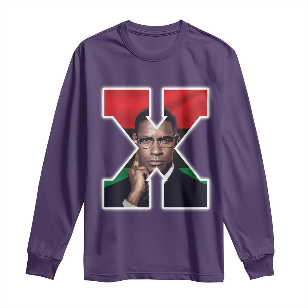 Malcolm X Black History Month Black Liberation Flag Long Sleeve Shirt