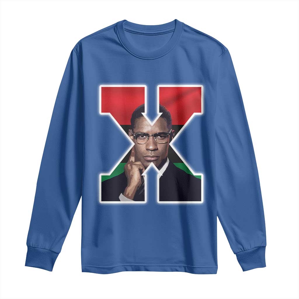 Malcolm X Black History Month Black Liberation Flag Long Sleeve Shirt