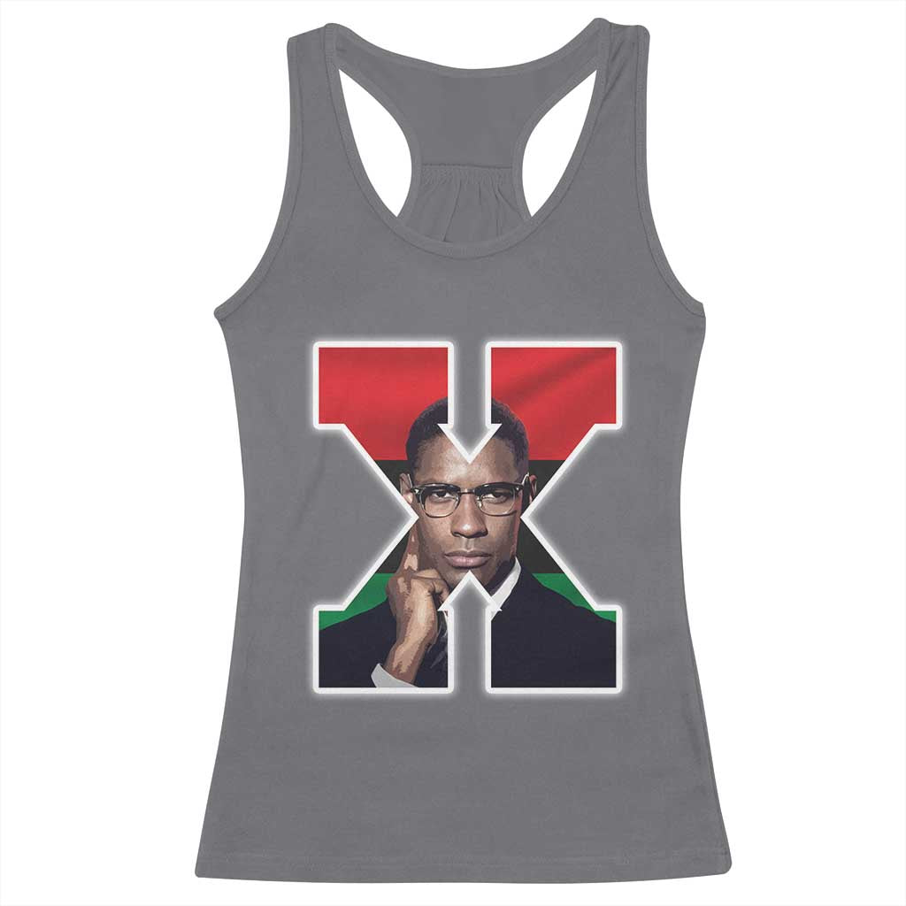 Malcolm X Black History Month Black Liberation Flag Racerback Tank Top