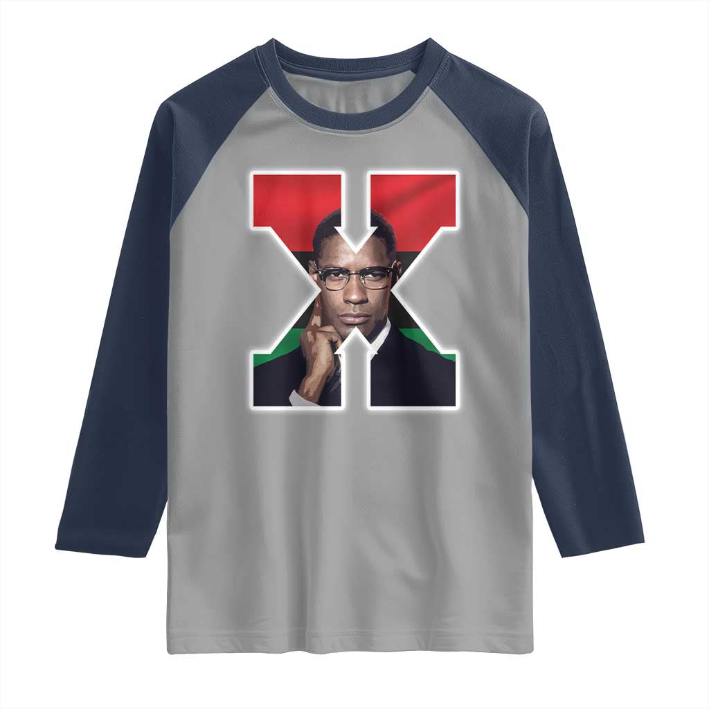 Malcolm X Black History Month Black Liberation Flag Raglan Shirt
