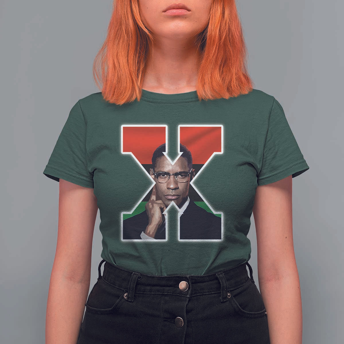 Malcolm X Black History Month Black Liberation Flag T Shirt For Women
