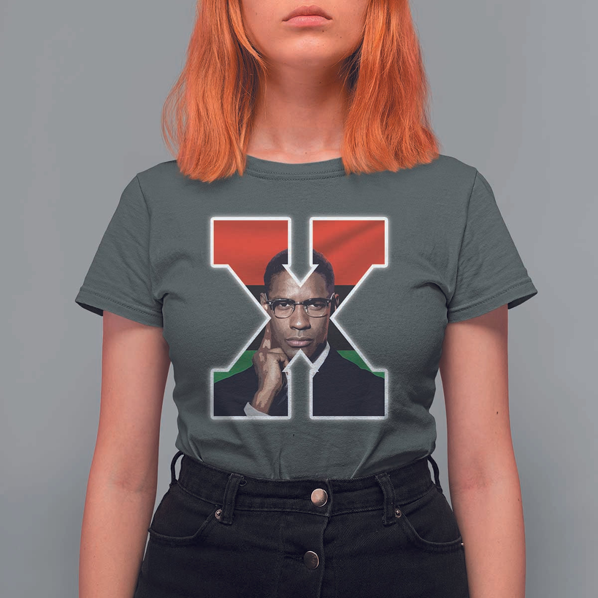 Malcolm X Black History Month Black Liberation Flag T Shirt For Women