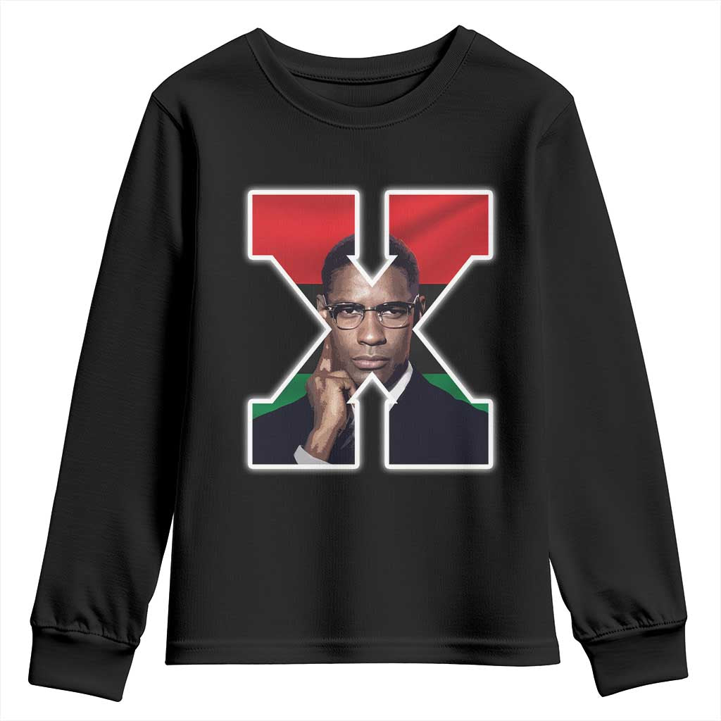 Malcolm X Black History Month Black Liberation Flag Youth Sweatshirt