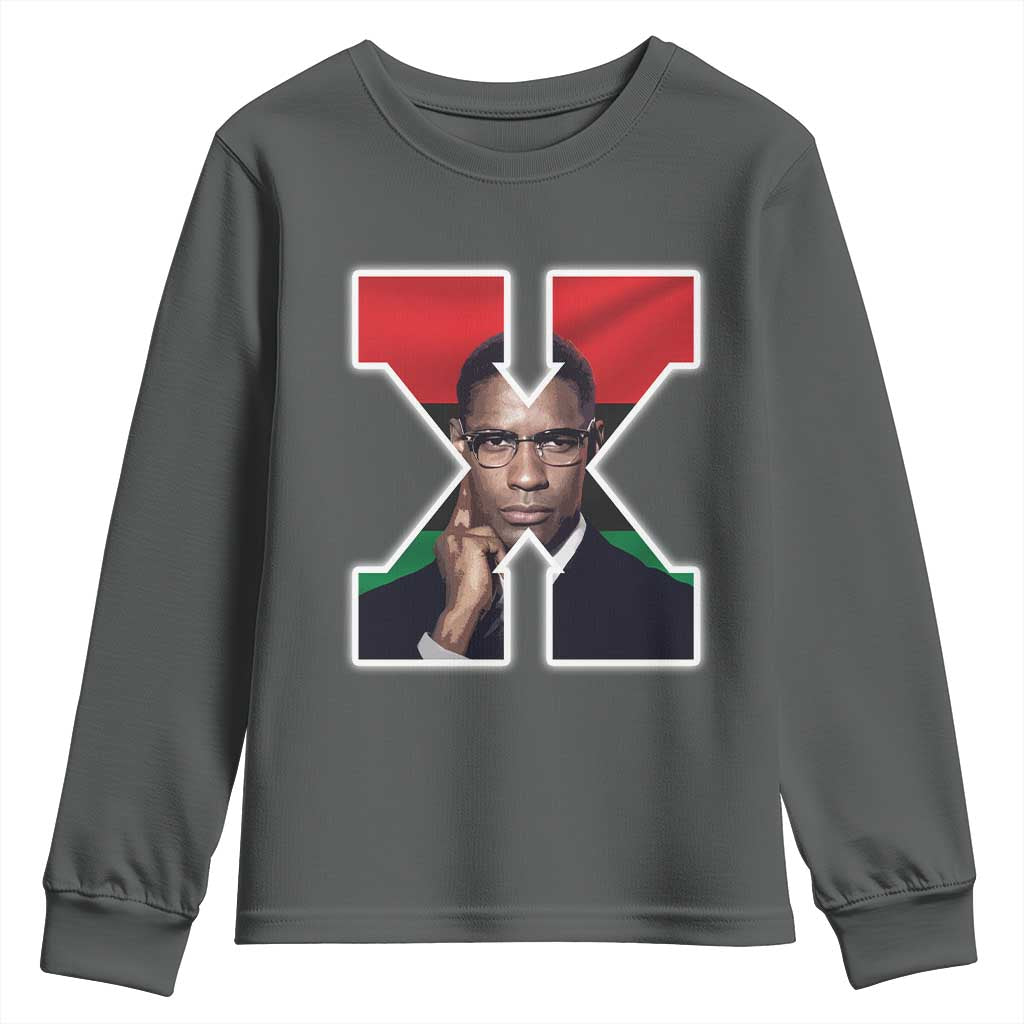 Malcolm X Black History Month Black Liberation Flag Youth Sweatshirt