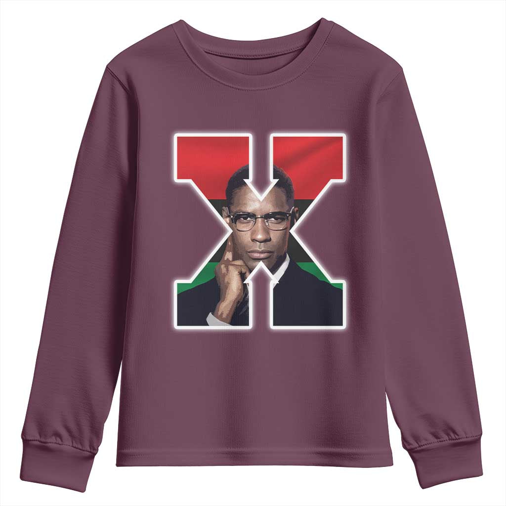 Malcolm X Black History Month Black Liberation Flag Youth Sweatshirt