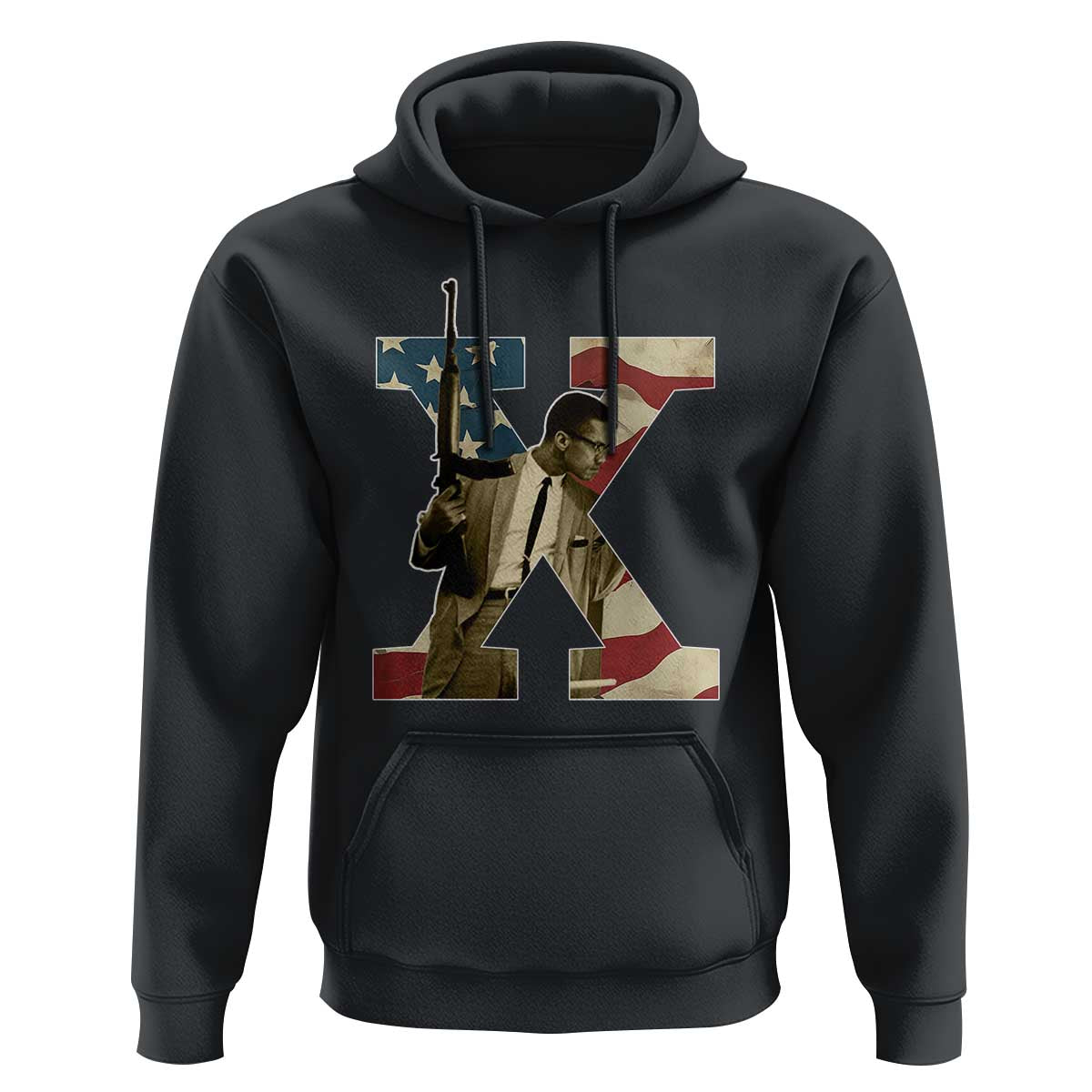 Malcolm X Hoodie Black History Leaders American Flag