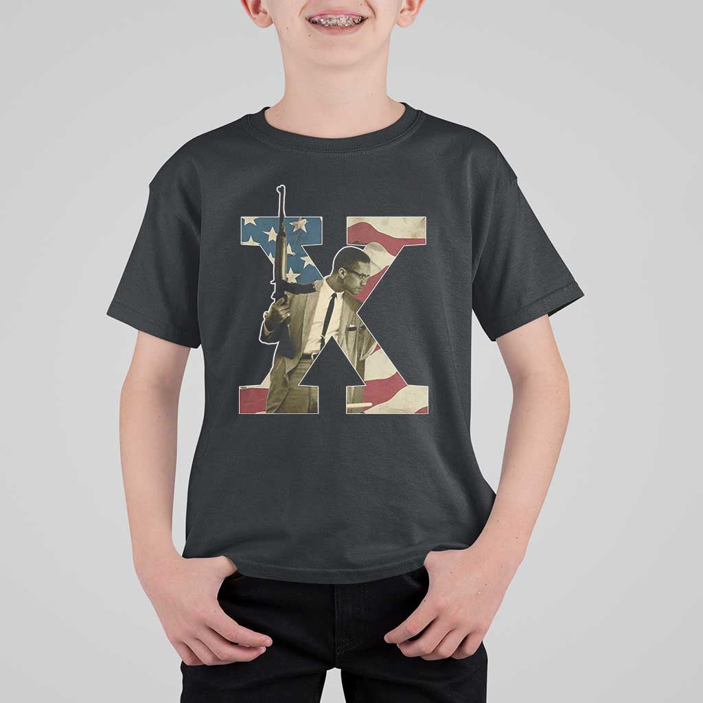 Malcolm X T Shirt For Kid Black History Leaders American Flag