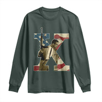 Malcolm X Long Sleeve Shirt Black History Leaders American Flag