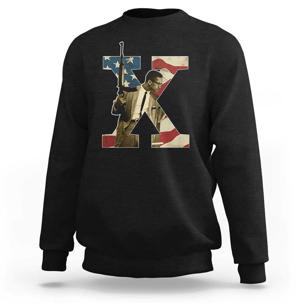 Malcolm X Sweatshirt Black History Leaders American Flag