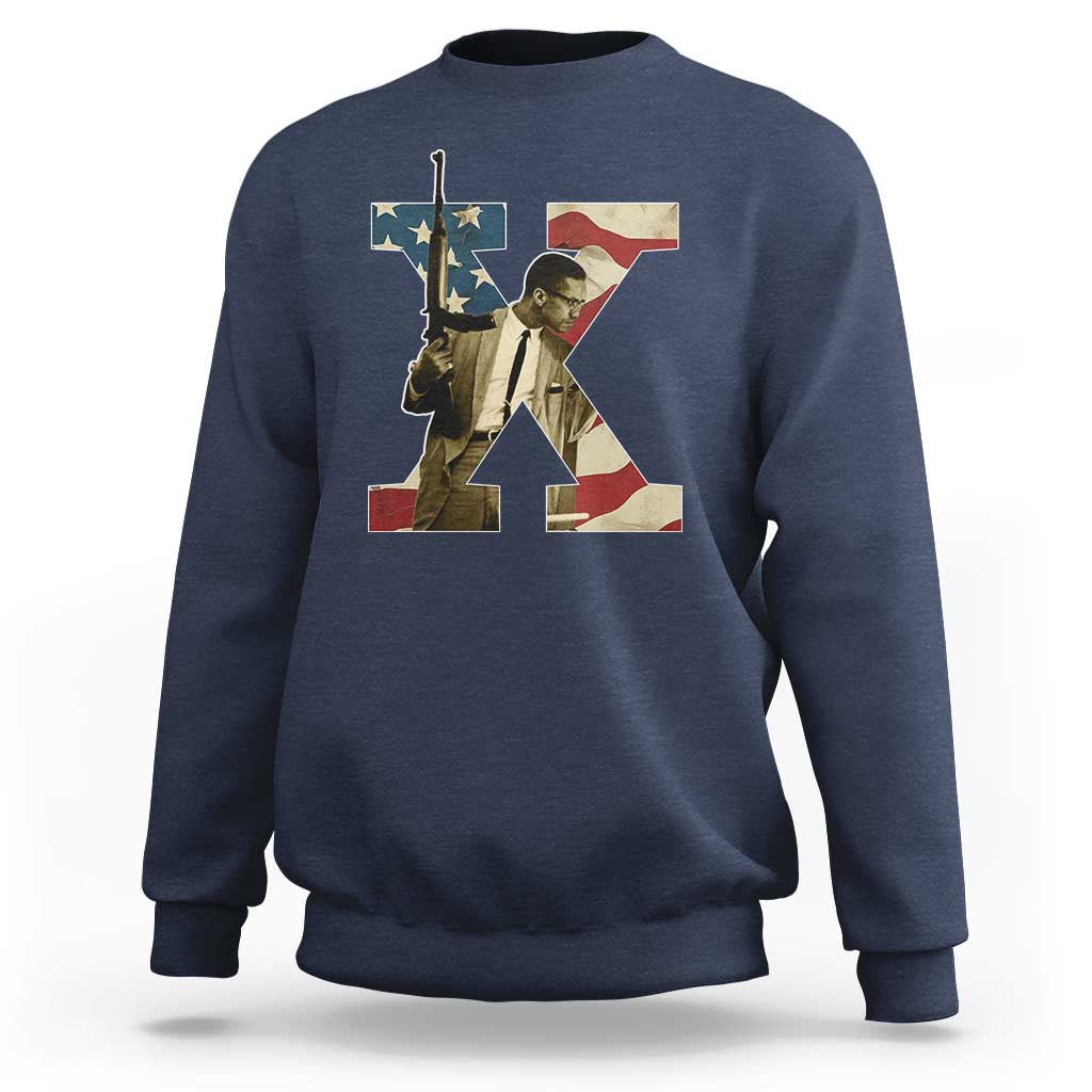 Malcolm X Sweatshirt Black History Leaders American Flag