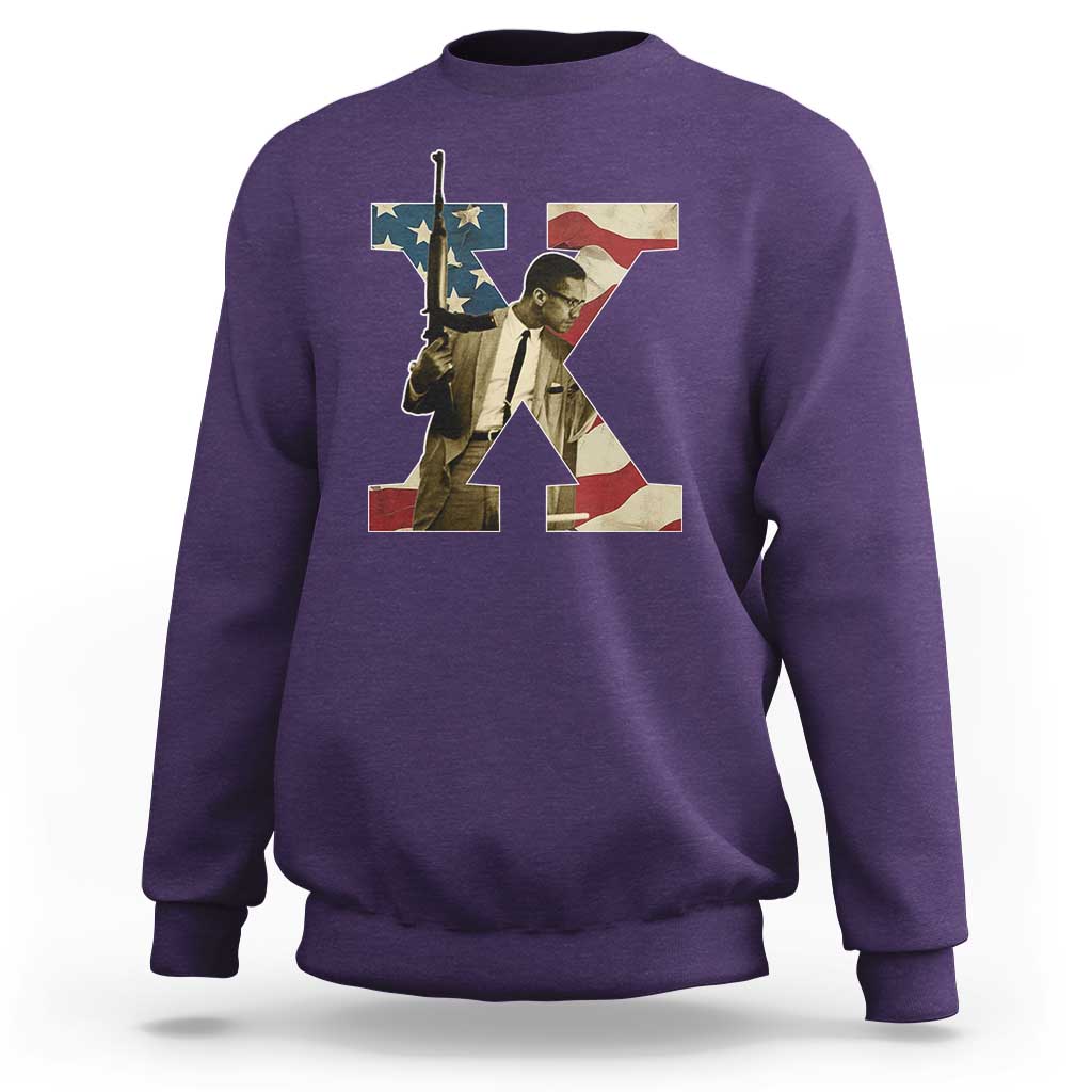 Malcolm X Sweatshirt Black History Leaders American Flag