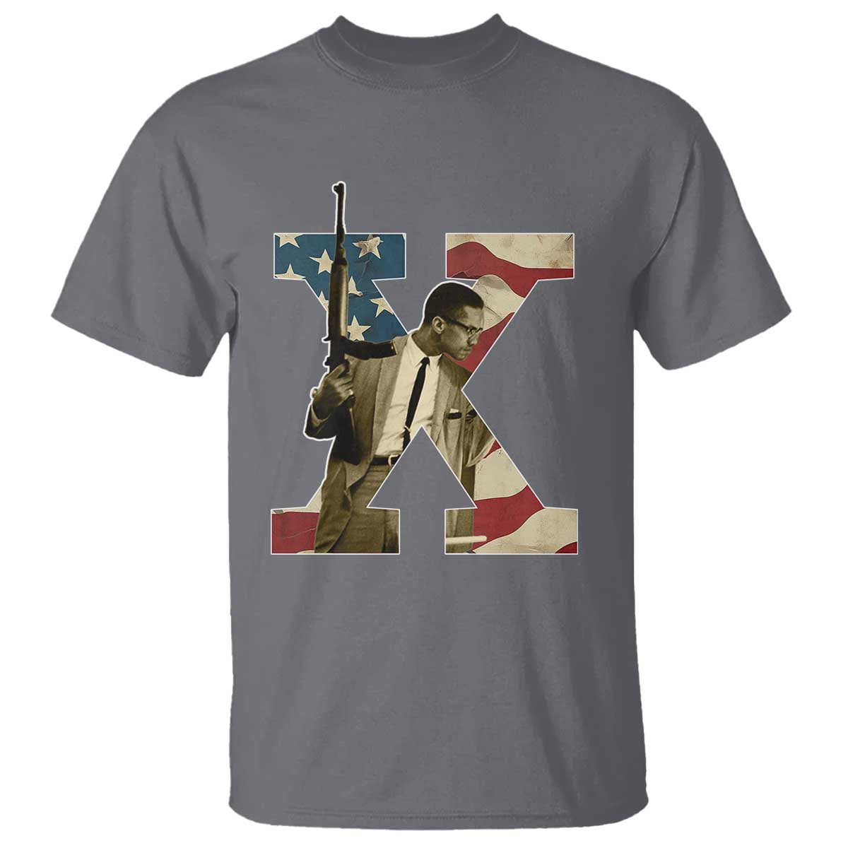 Malcolm X T Shirt Black History Leaders American Flag