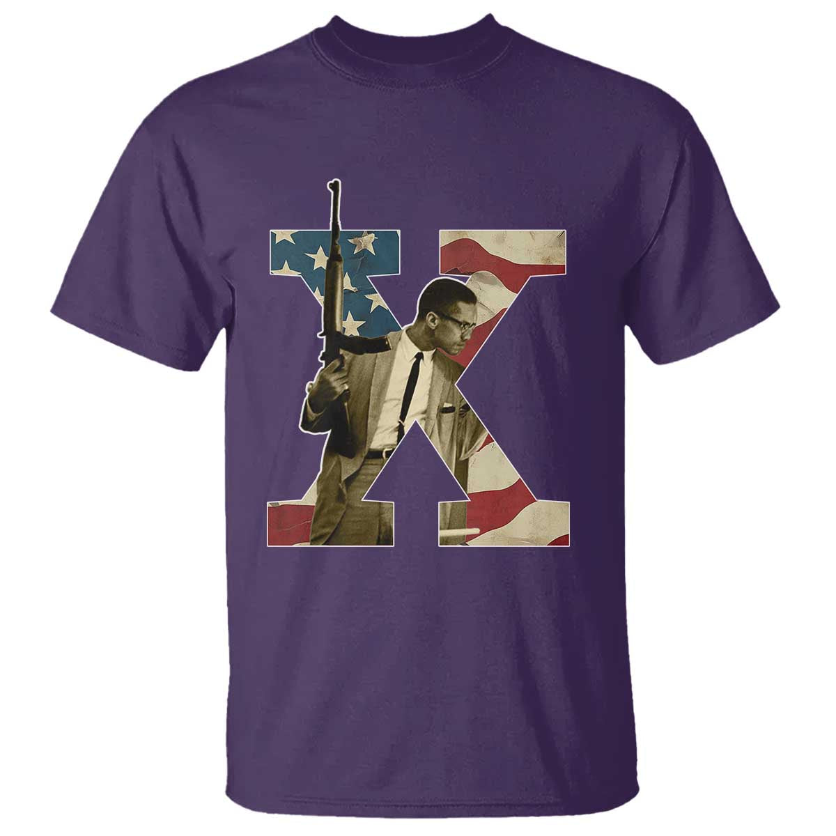 Malcolm X T Shirt Black History Leaders American Flag