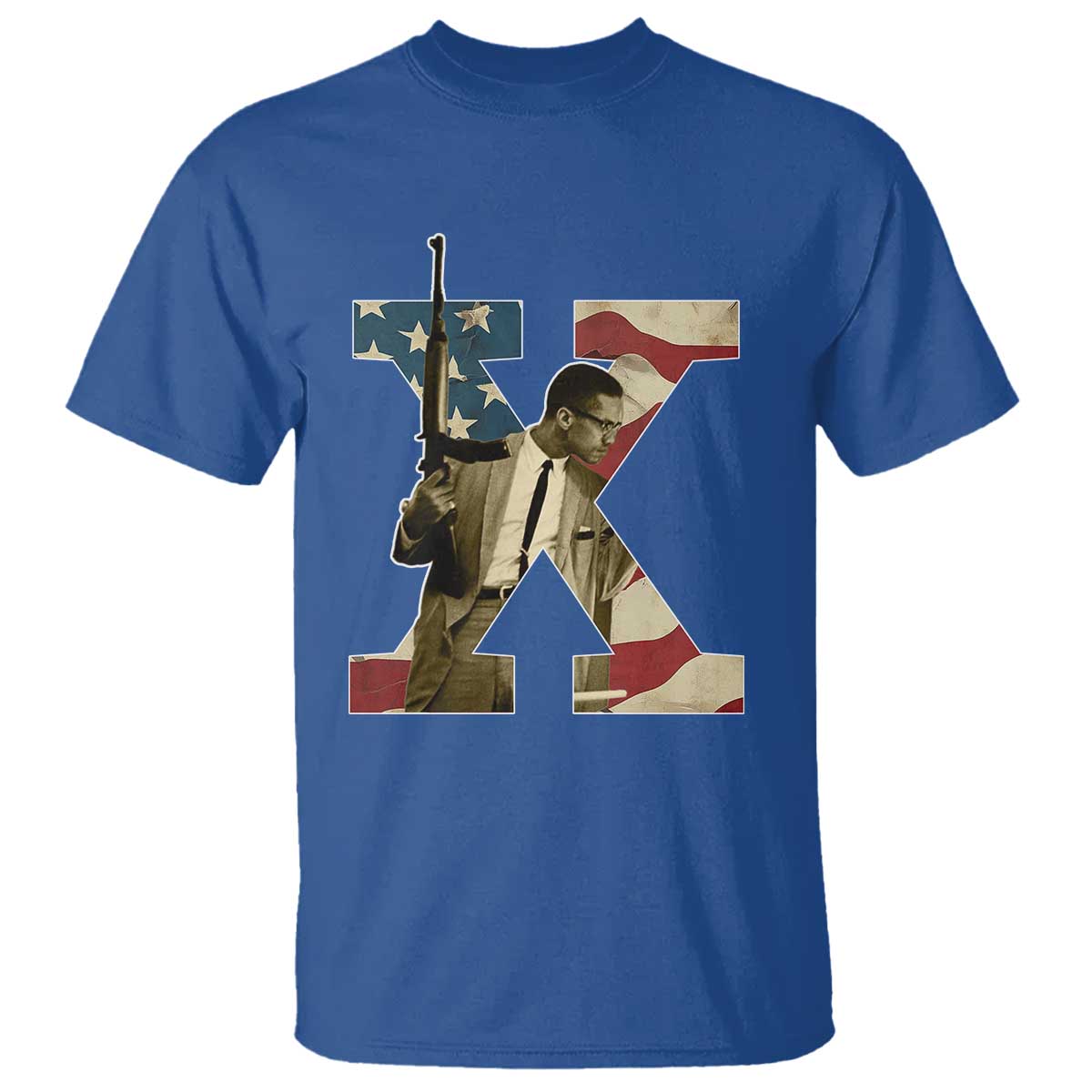 Malcolm X T Shirt Black History Leaders American Flag
