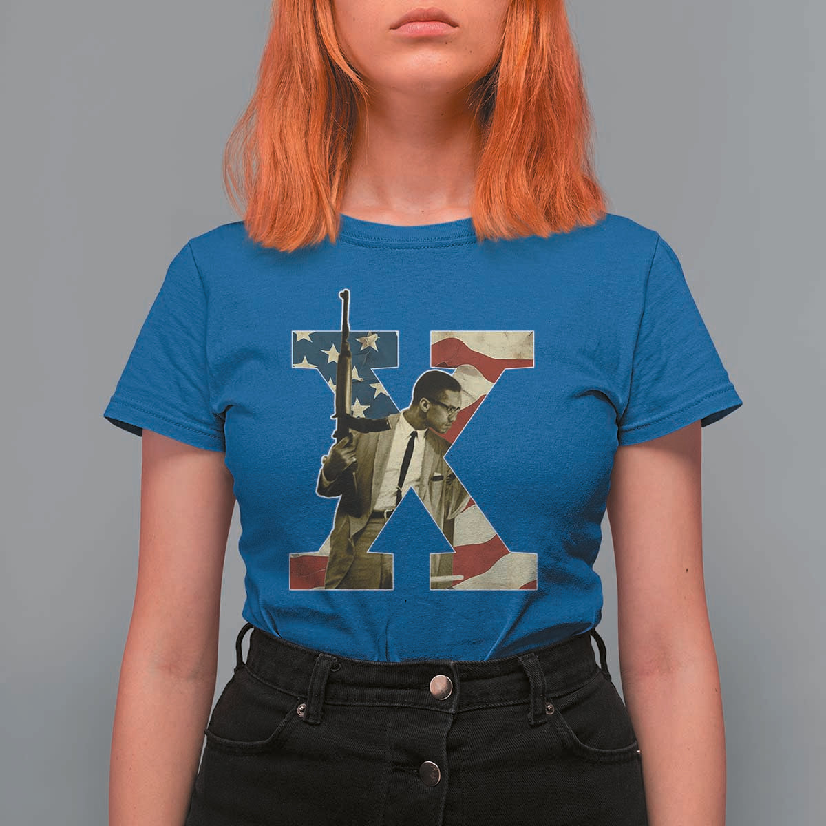 Malcolm X T Shirt For Women Black History Leaders American Flag