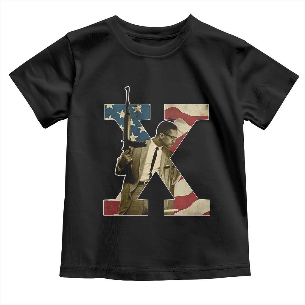 Malcolm X Toddler T Shirt Black History Leaders American Flag