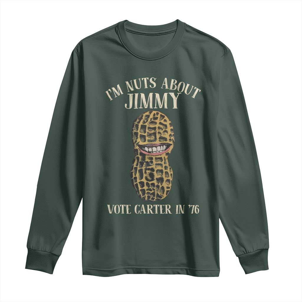 Jimmy Carter Supporter Long Sleeve Shirt I'm Nuts About Jimmy Vote Carter In '76 Peanut