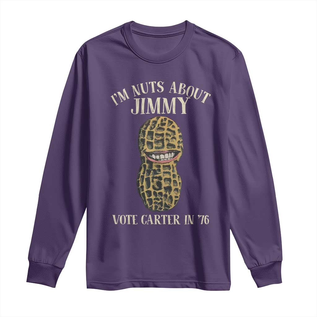Jimmy Carter Supporter Long Sleeve Shirt I'm Nuts About Jimmy Vote Carter In '76 Peanut
