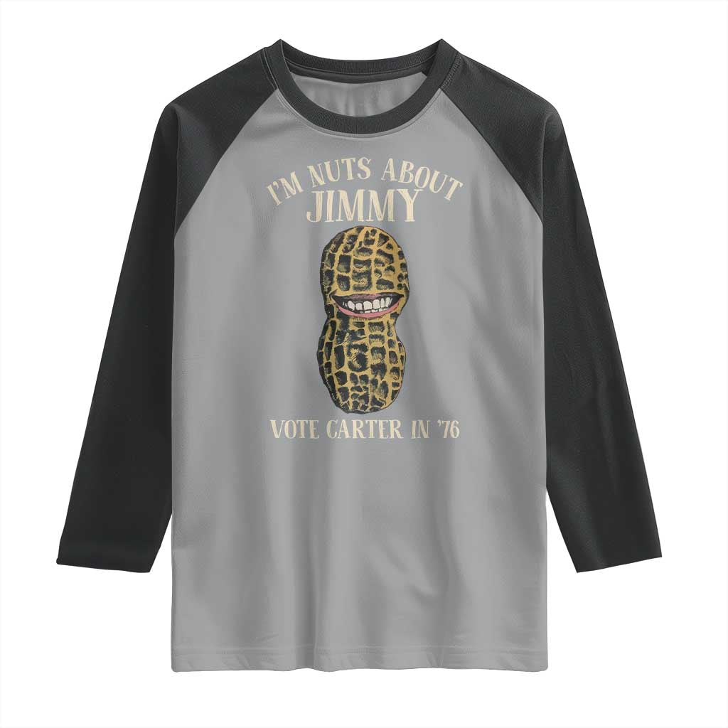 Jimmy Carter Supporter Raglan Shirt I'm Nuts About Jimmy Vote Carter In '76 Peanut