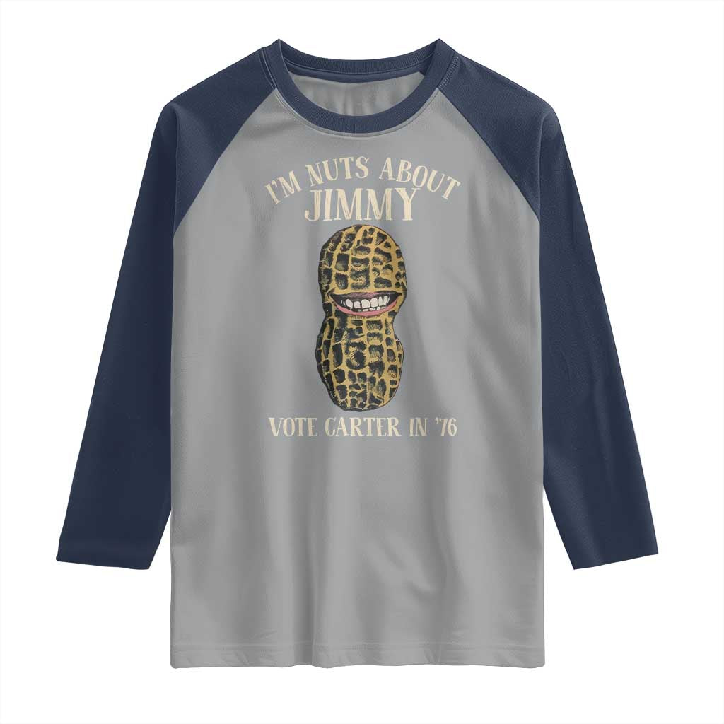 Jimmy Carter Supporter Raglan Shirt I'm Nuts About Jimmy Vote Carter In '76 Peanut