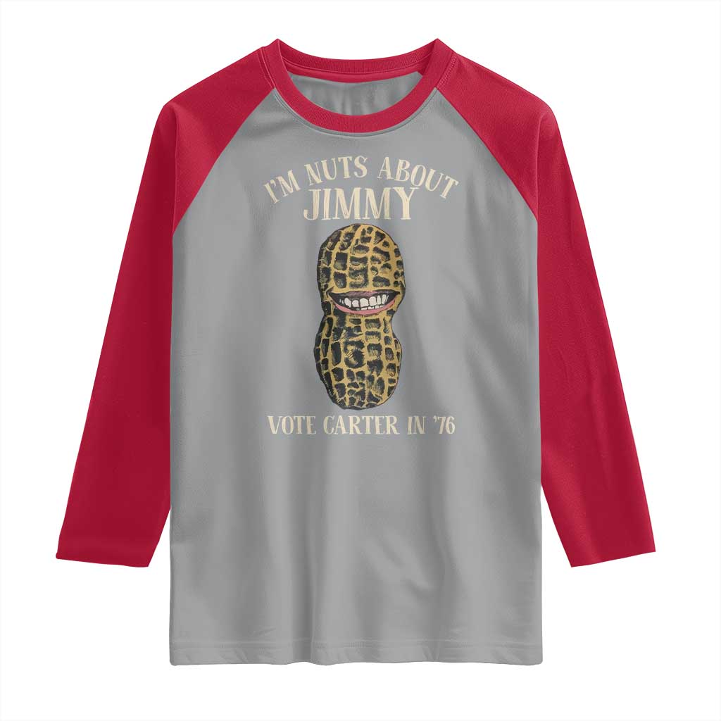 Jimmy Carter Supporter Raglan Shirt I'm Nuts About Jimmy Vote Carter In '76 Peanut