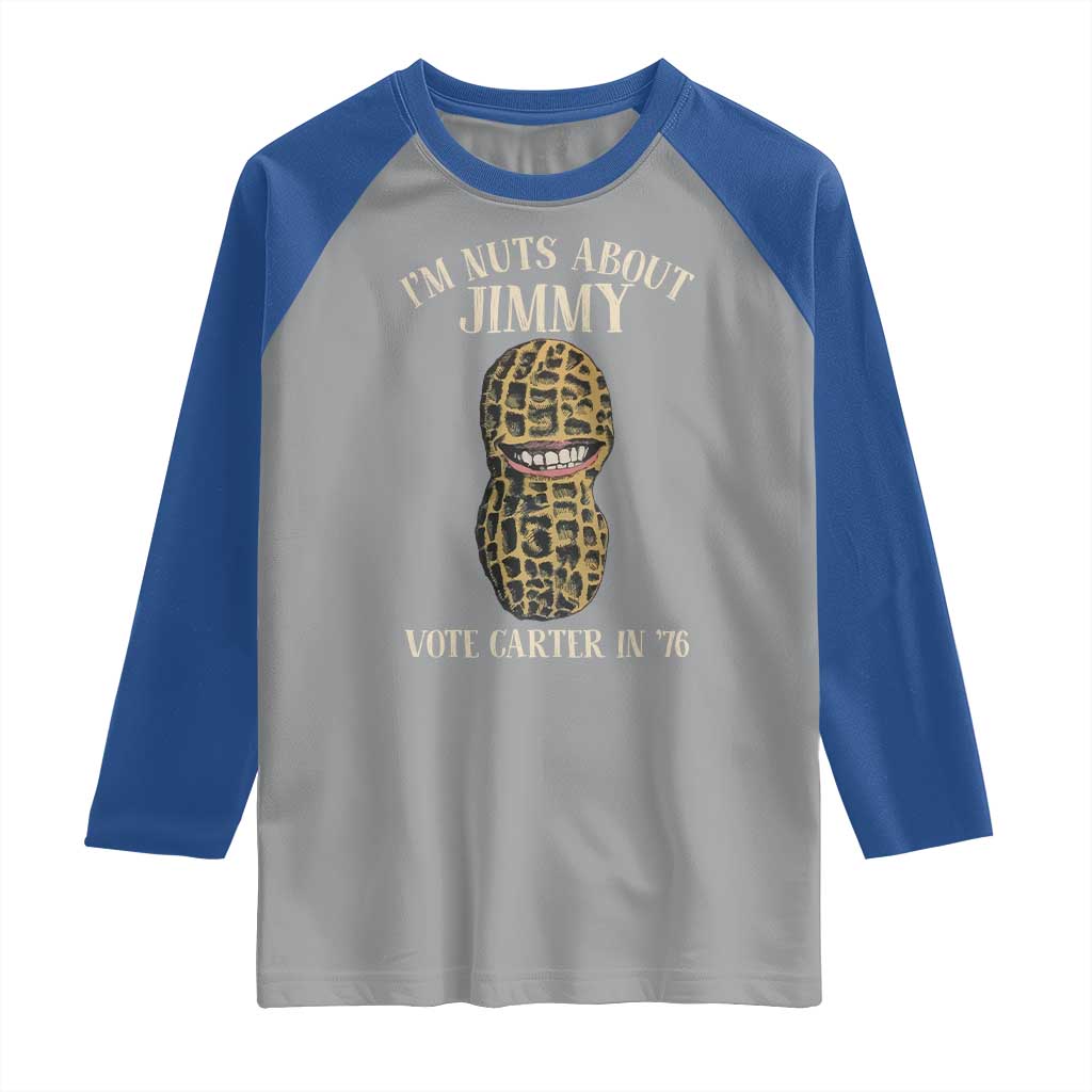 Jimmy Carter Supporter Raglan Shirt I'm Nuts About Jimmy Vote Carter In '76 Peanut