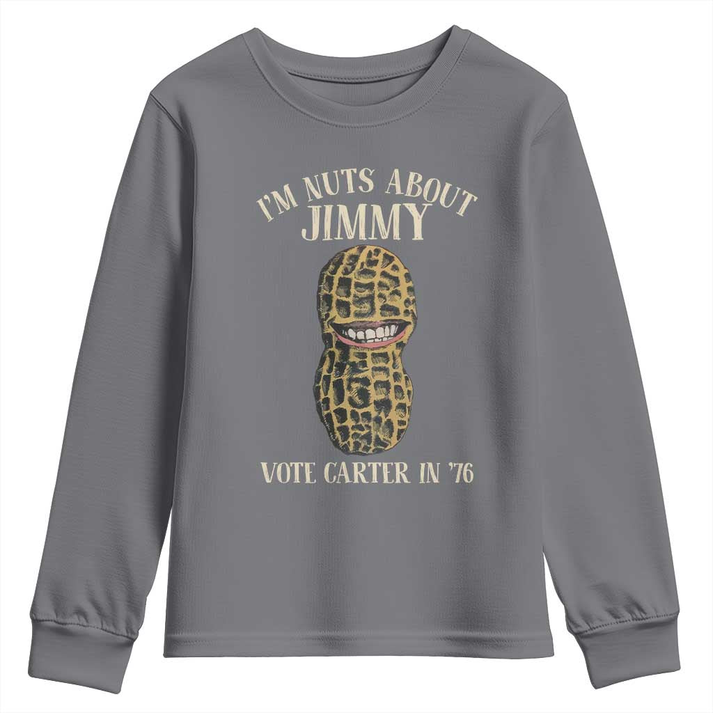 Jimmy Carter Supporter Youth Sweatshirt I'm Nuts About Jimmy Vote Carter In '76 Peanut