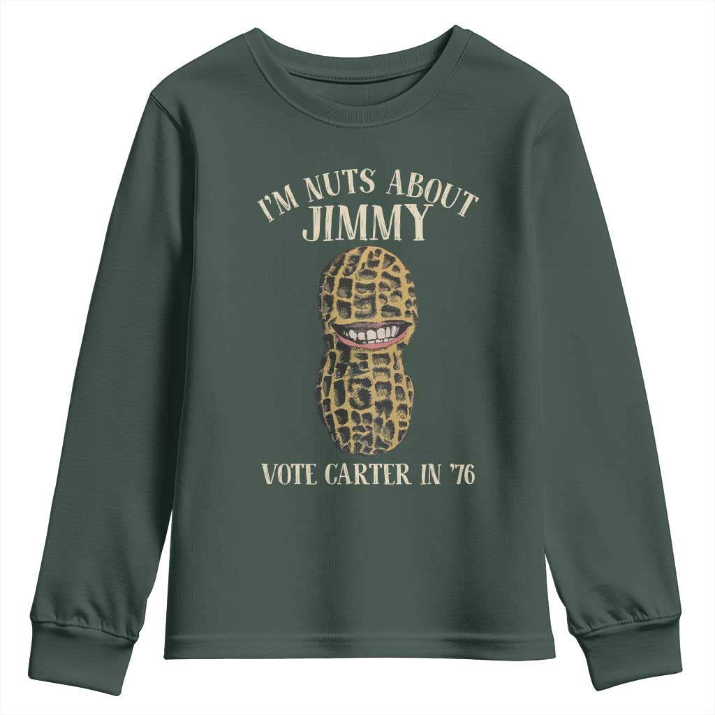 Jimmy Carter Supporter Youth Sweatshirt I'm Nuts About Jimmy Vote Carter In '76 Peanut