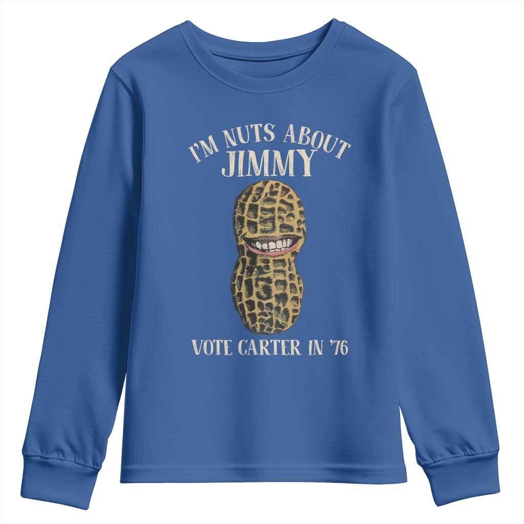 Jimmy Carter Supporter Youth Sweatshirt I'm Nuts About Jimmy Vote Carter In '76 Peanut