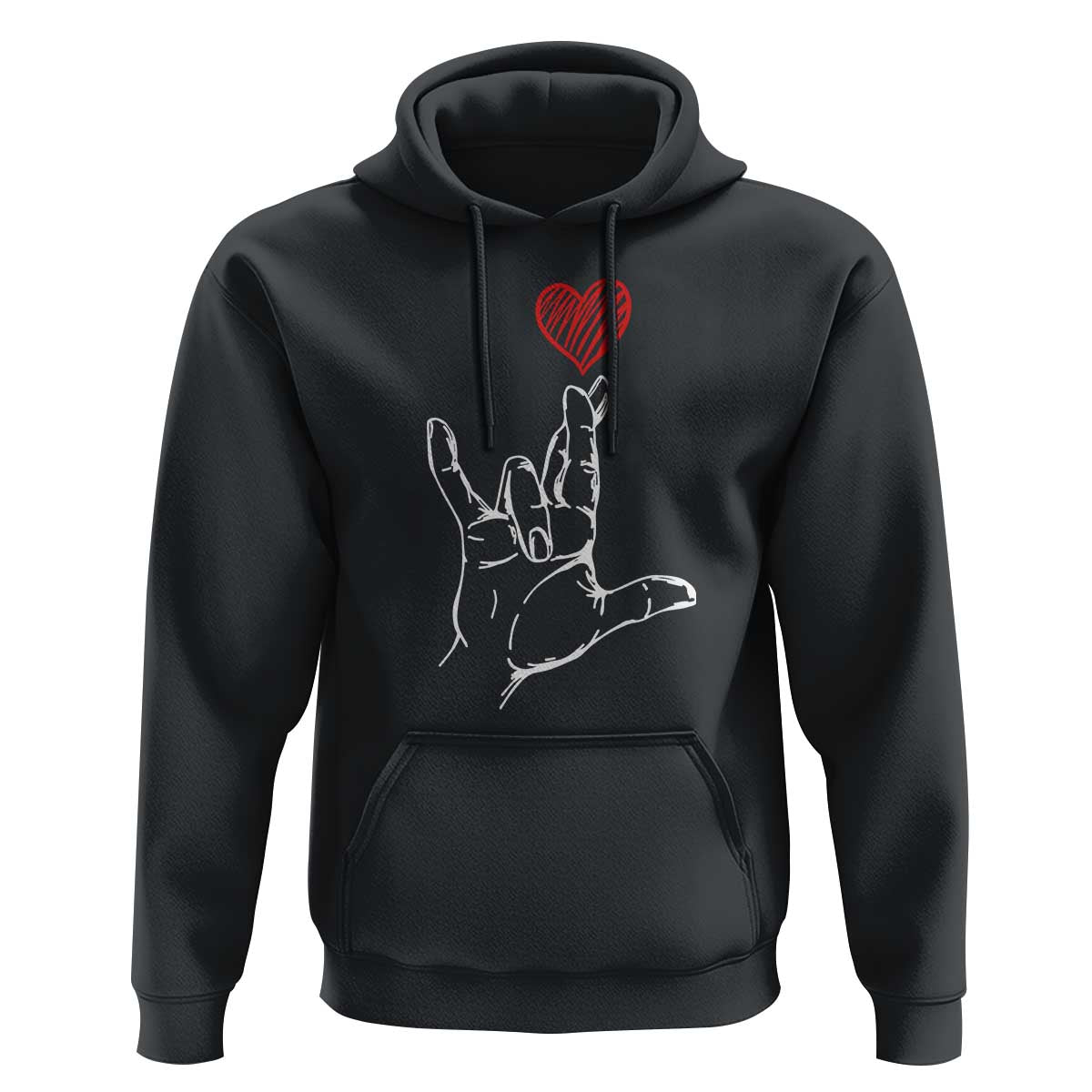 Funny Valentine's Day I Love You Hand Sign ASL Heart Hoodie