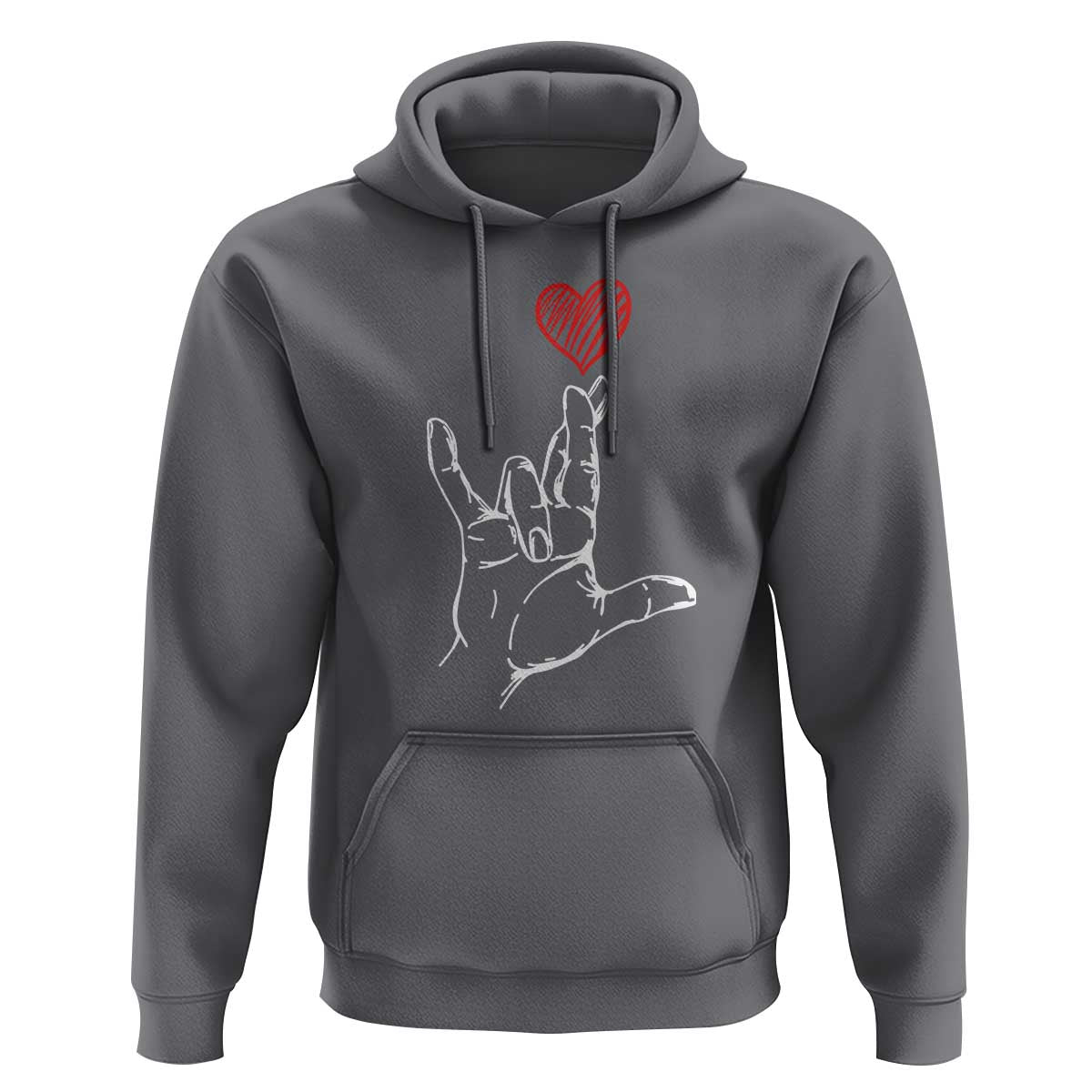 Funny Valentine's Day I Love You Hand Sign ASL Heart Hoodie