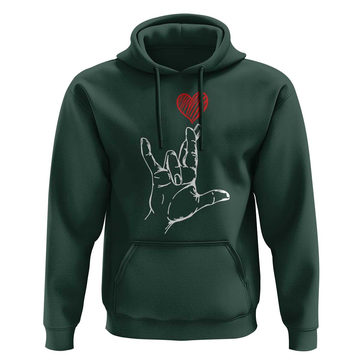 Funny Valentine's Day I Love You Hand Sign ASL Heart Hoodie