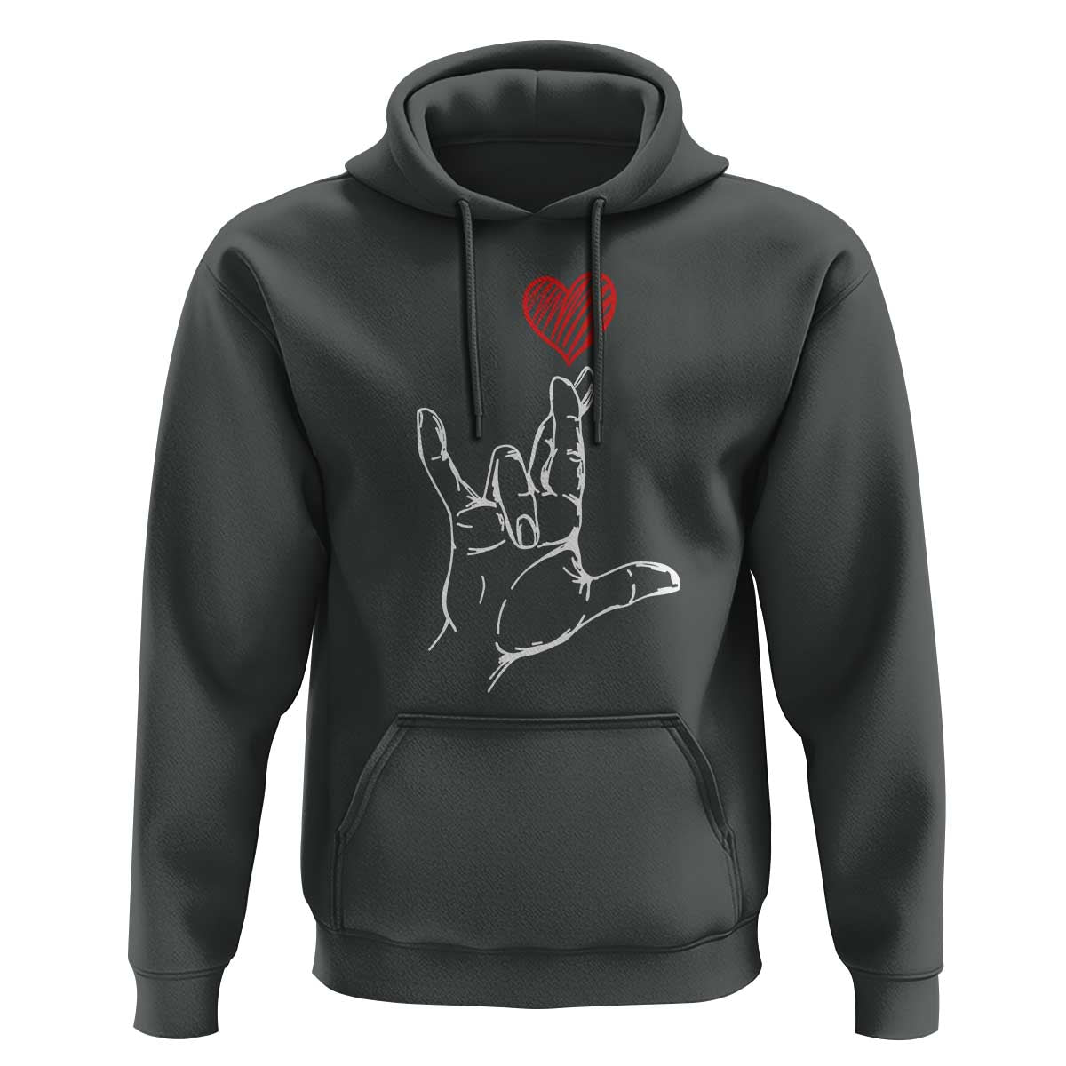 Funny Valentine's Day I Love You Hand Sign ASL Heart Hoodie