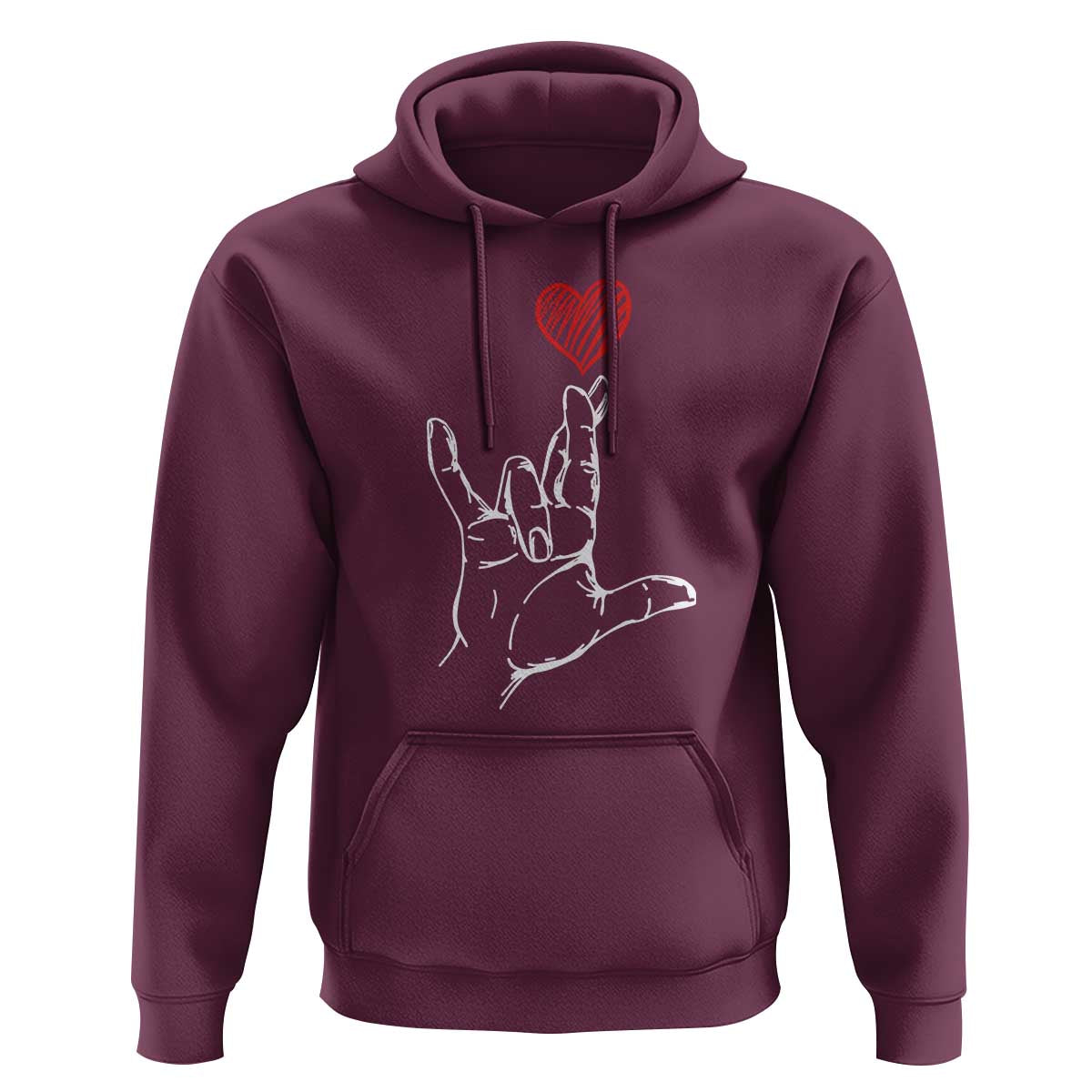 Funny Valentine's Day I Love You Hand Sign ASL Heart Hoodie