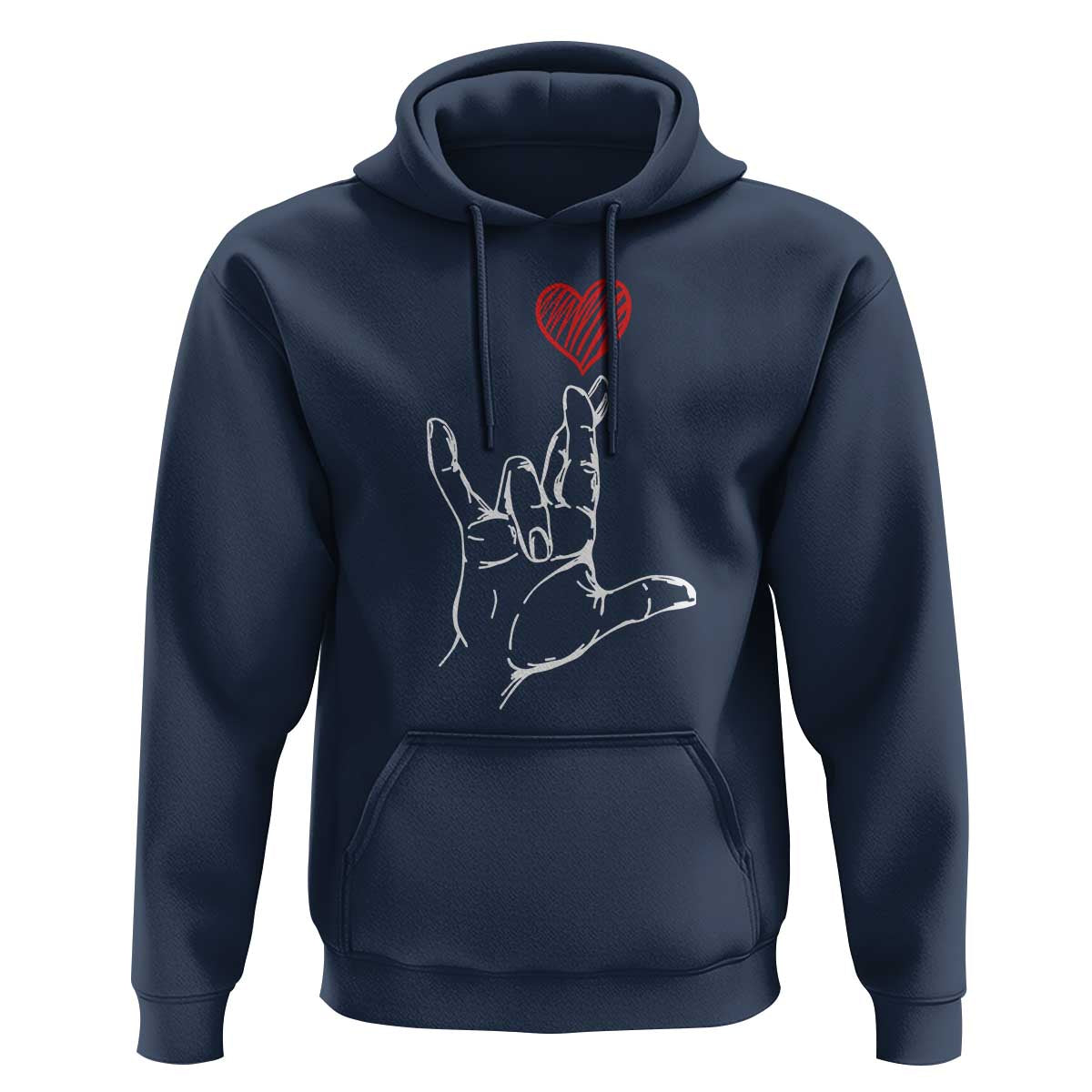 Funny Valentine's Day I Love You Hand Sign ASL Heart Hoodie