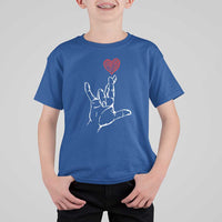 Funny Valentine's Day I Love You Hand Sign ASL Heart T Shirt For Kid