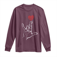 Funny Valentine's Day I Love You Hand Sign ASL Heart Long Sleeve Shirt