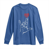 Funny Valentine's Day I Love You Hand Sign ASL Heart Long Sleeve Shirt