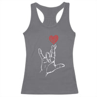 Funny Valentine's Day I Love You Hand Sign ASL Heart Racerback Tank Top