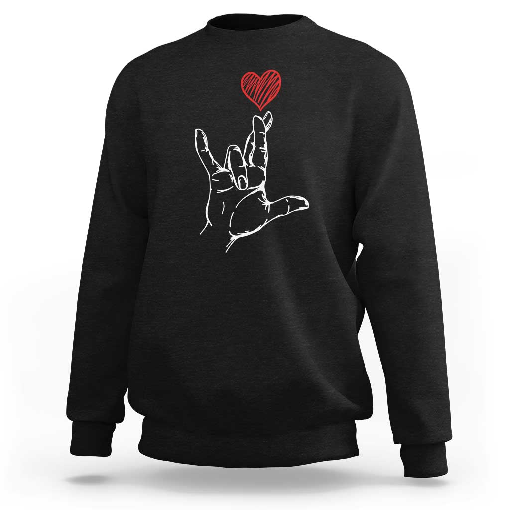 Funny Valentine's Day I Love You Hand Sign ASL Heart Sweatshirt