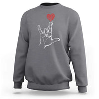 Funny Valentine's Day I Love You Hand Sign ASL Heart Sweatshirt