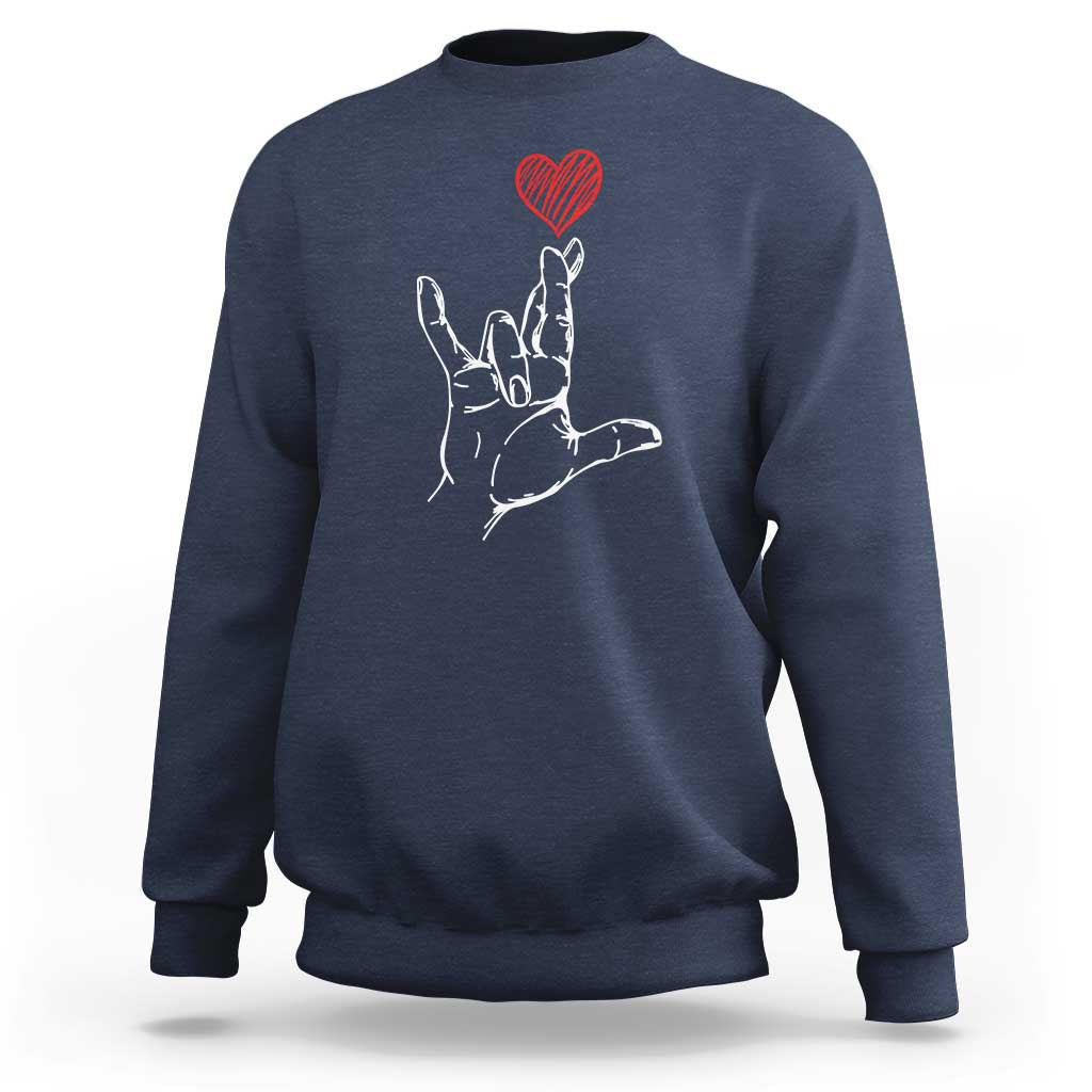 Funny Valentine's Day I Love You Hand Sign ASL Heart Sweatshirt