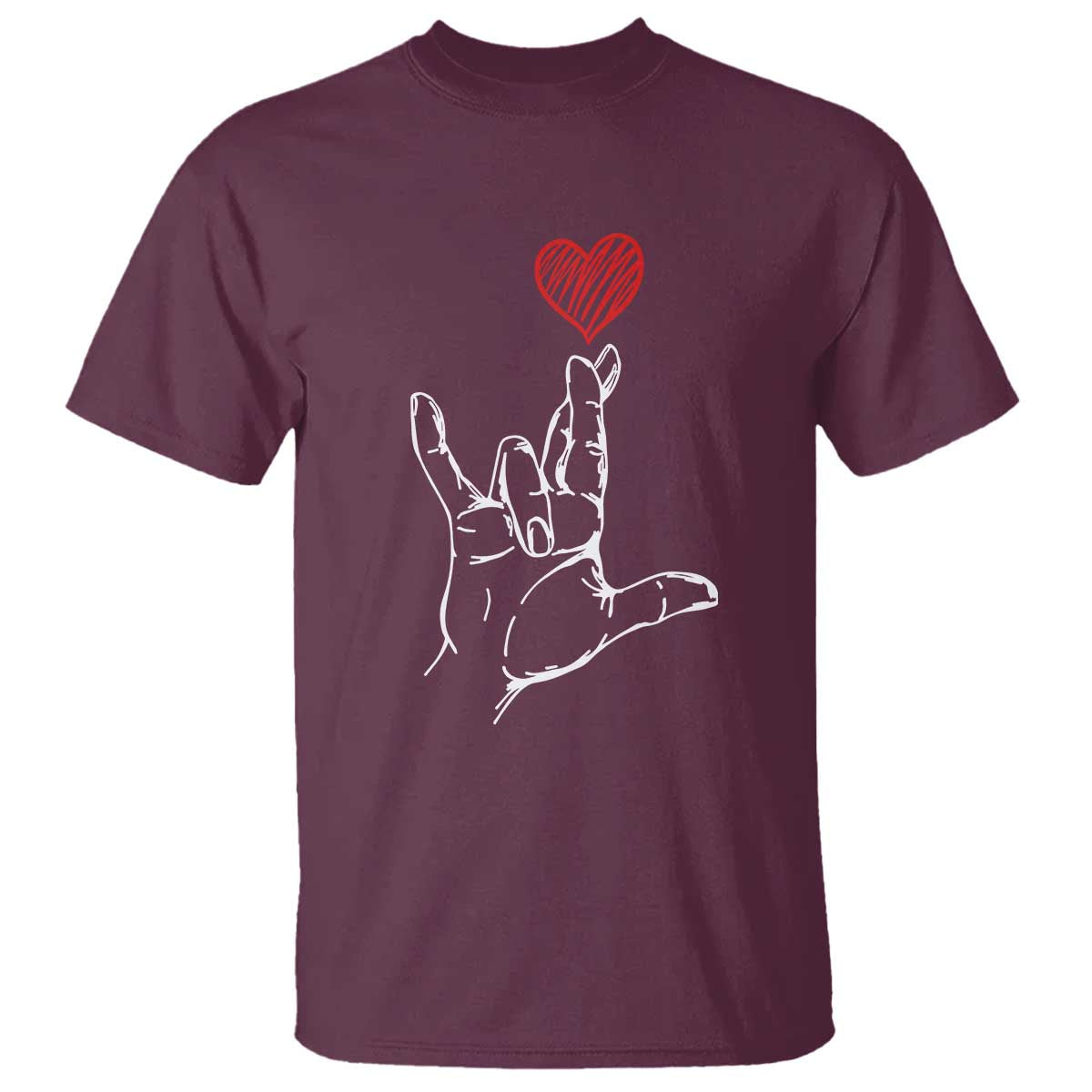 Funny Valentine's Day I Love You Hand Sign ASL Heart T Shirt