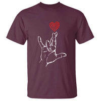 Funny Valentine's Day I Love You Hand Sign ASL Heart T Shirt