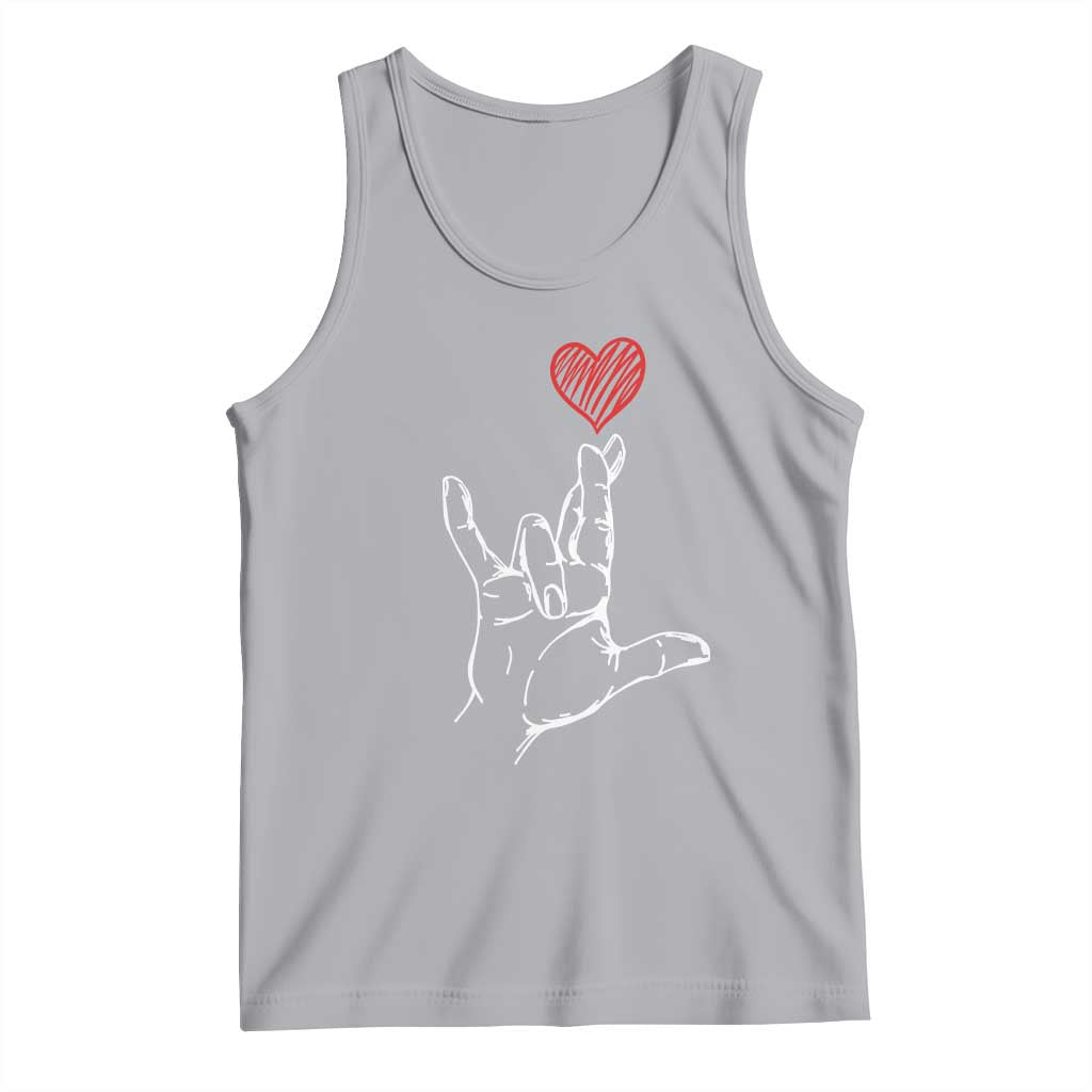 Funny Valentine's Day I Love You Hand Sign ASL Heart Tank Top